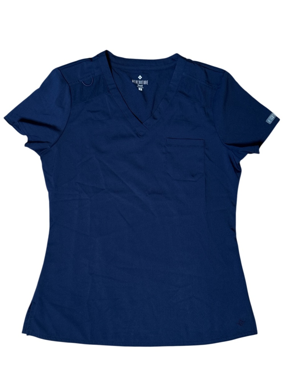 Med Couture Navy V-Neck Scrub Top Women’s Small NWT